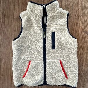 Mini Boden Cream and Red Fleece Vest